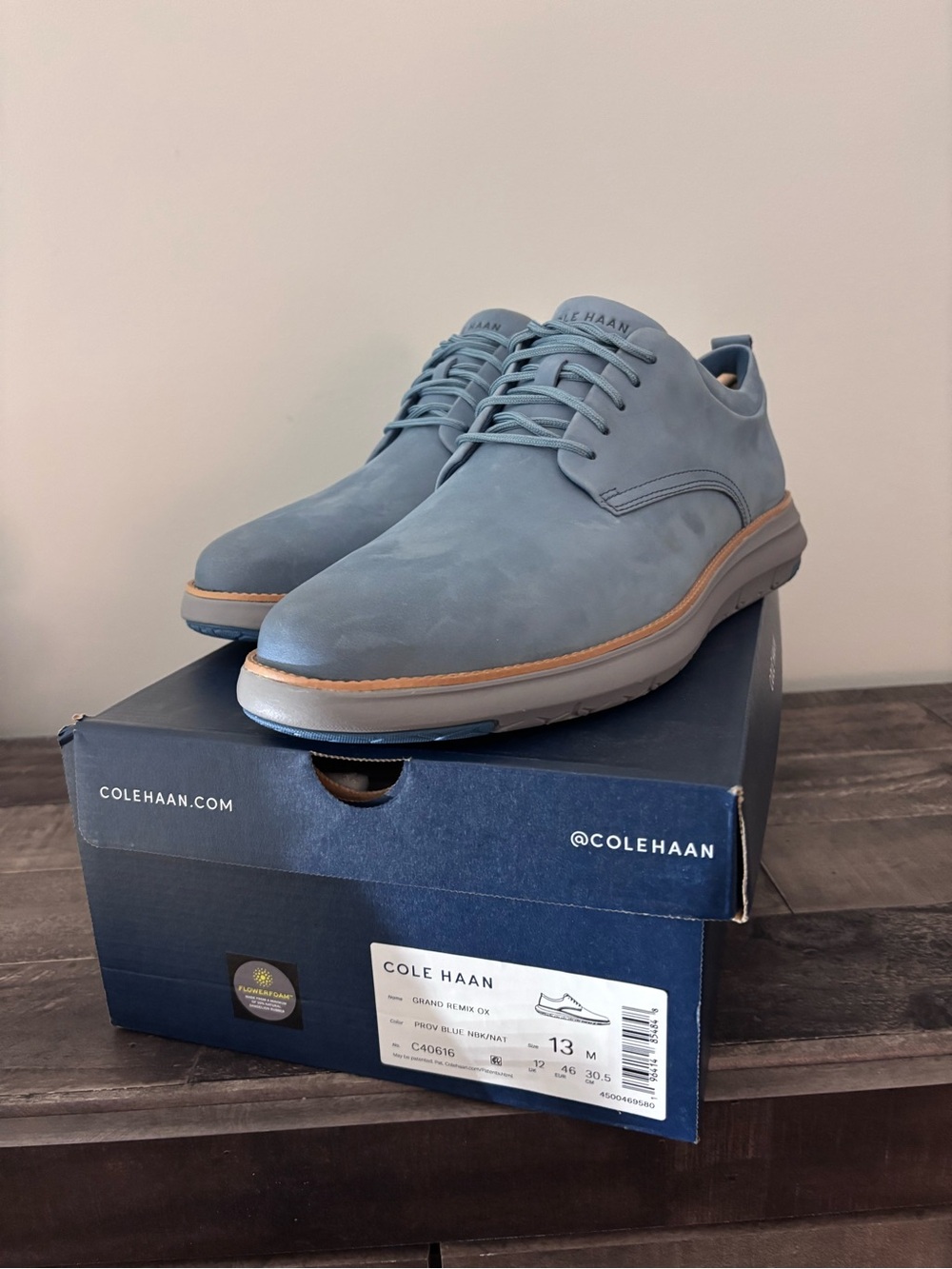 Cole Haan Men’s Light Blue Nubuck Derby Shoes